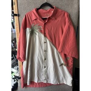 Bamboo Cay Shirt Mens Size XXL Embroidered Palm Trees Hawaiian Casual Button Up